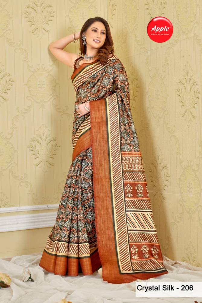 Apple Crystal Silk 2 New Exclusive Wear Cotton Printed Designer Saree Collection
